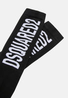 DSQUARED2 Calzini lunghi in filato misto cotone neri per uomo e donna con logo DQ2358D0A7D DQ900 DSQUARED2 