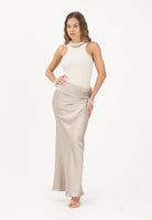 PATRIZIA PEPE Abito lungo panna e beige da donna in satin 8A1656A269 J4U7 PATRIZIA PEPE 
