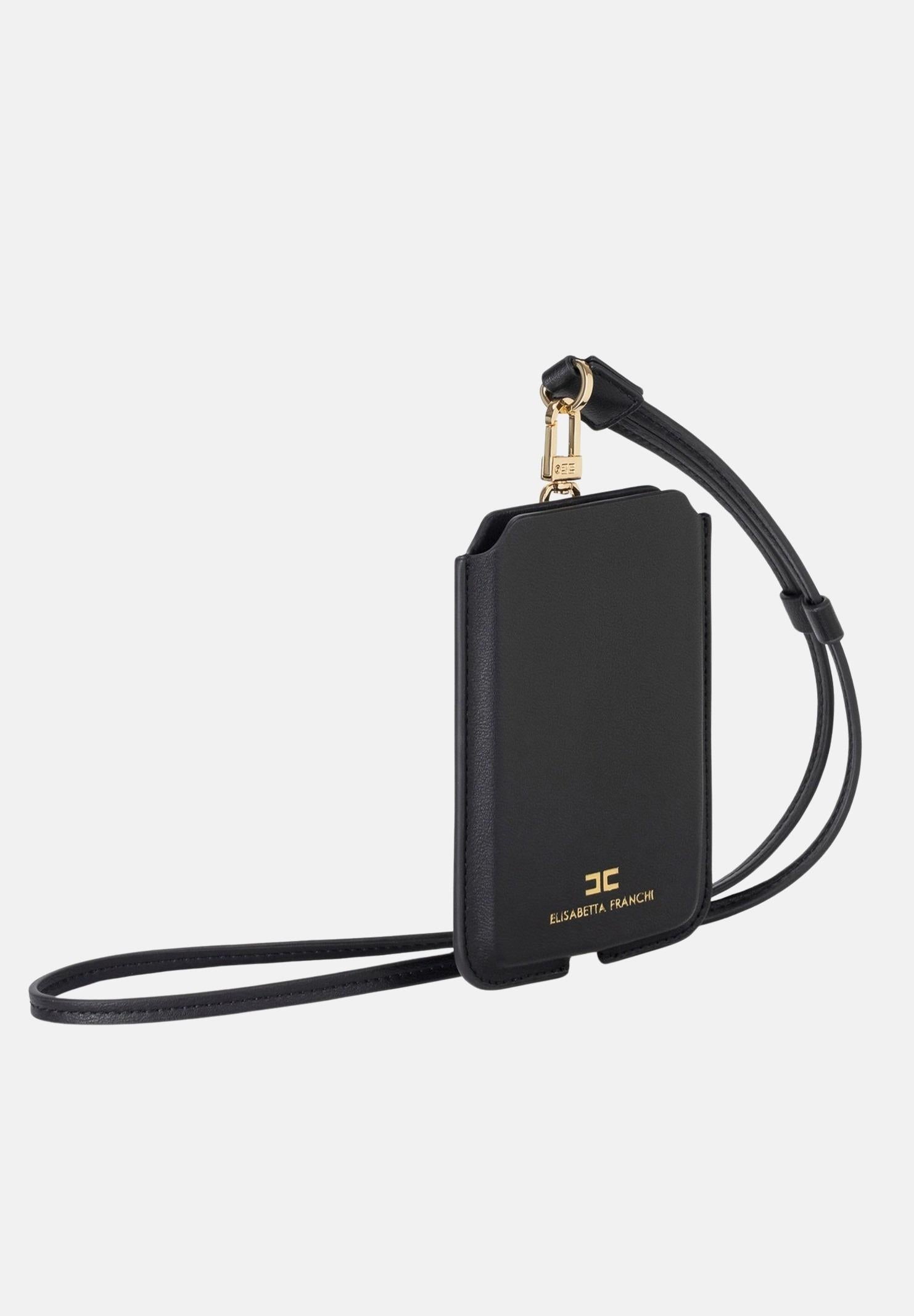 ELISABETTA FRANCHI Porta cellulare medio nero da donna con logo KE58A56E2 110 ELISABETTA FRANCHI 