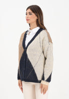 ONLY Cardigan blu e beige da donna con motivo argyle 15353228 NightSky ONLY 