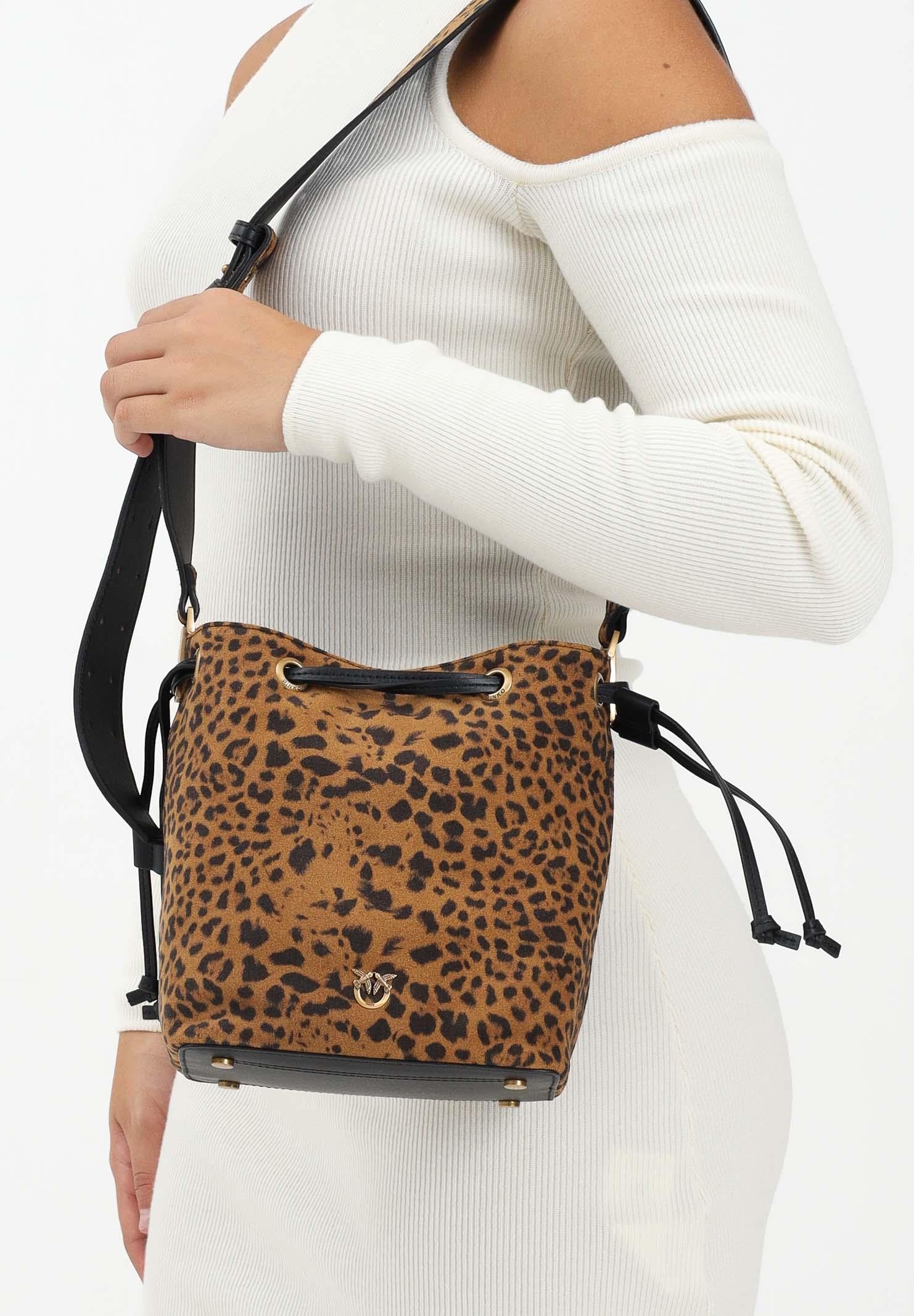 PINKO Borsa mini cammello da donna in Suede Leopardato 104303A32A M35Q PINKO 