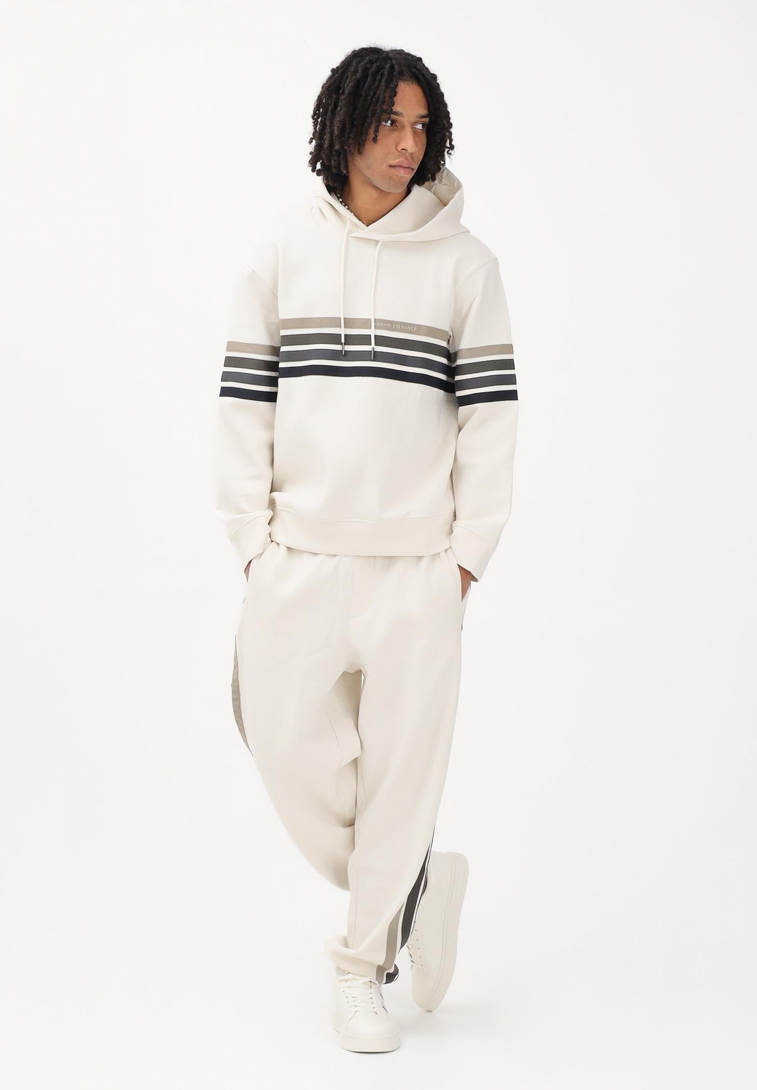 ARMANI EXCHANGE Pantalone sportivo panna da uomo con bande a contrasto XM002324AF10818 U1074 ARMANI EXCHANGE 