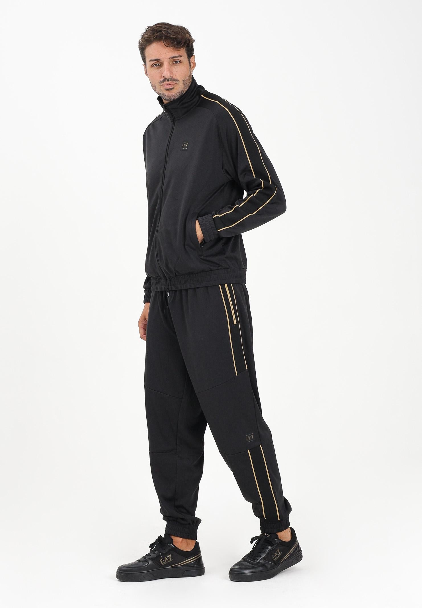 EA7 Pantalone sportivo nero da uomo con bande laterali e logo 7M000622AF17089 UC001 EA7 