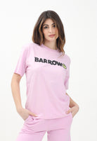BARROW T-shirt a manica corta rosa per donna e bambine con stampa logo S5BKJUTH082 BW014 BARROW 