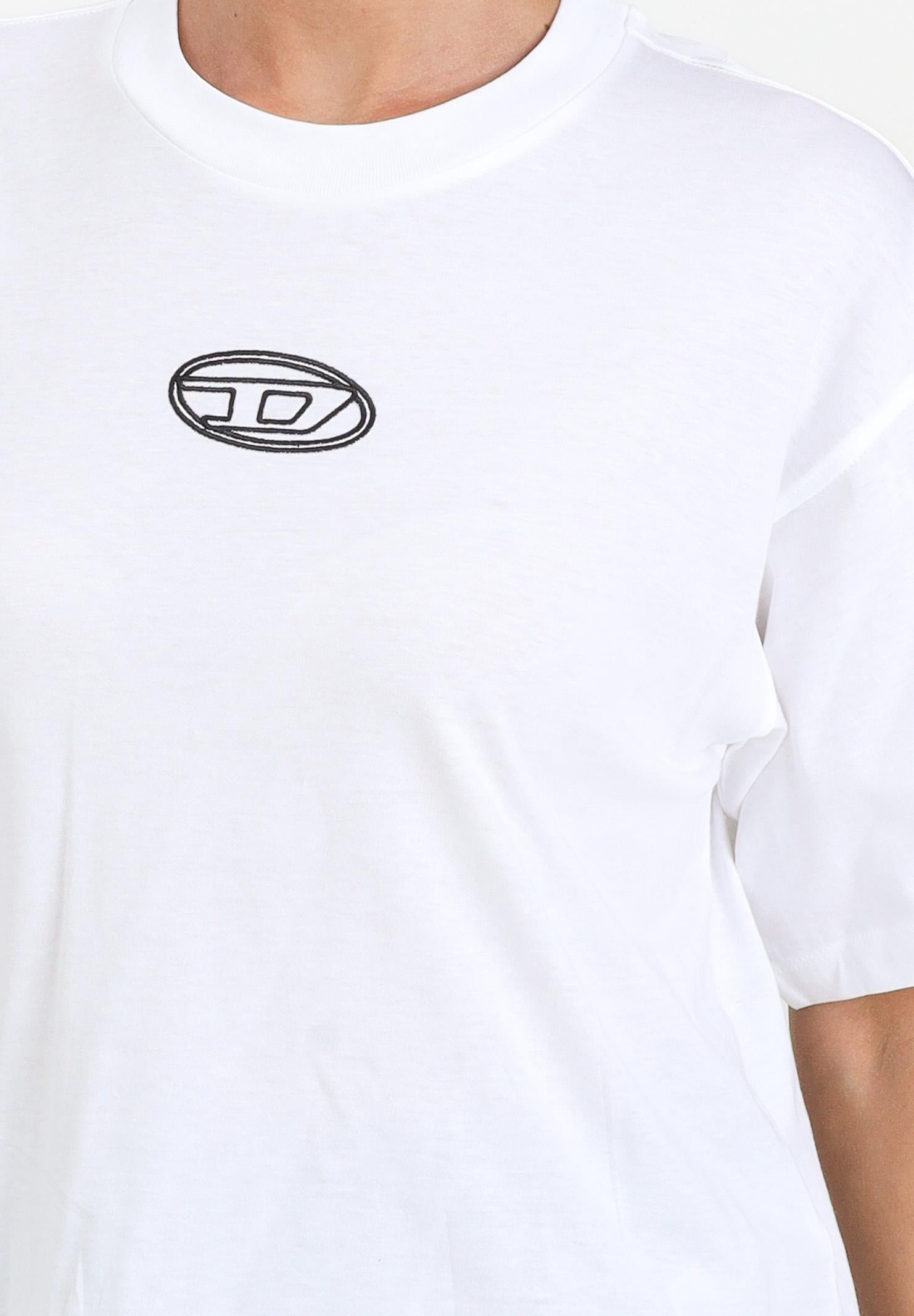 DIESEL T-shirt a manica corta bianca per donna e ragazze con logo Oval D J0242800YI9 K100 DIESEL 