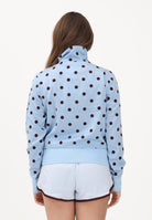 ADIDAS ORIGINALS Felpa con zip SATIN POLKA DOTS TT azzurra e bordeaux da donna KV1167 . ADIDAS ORIGINALS 