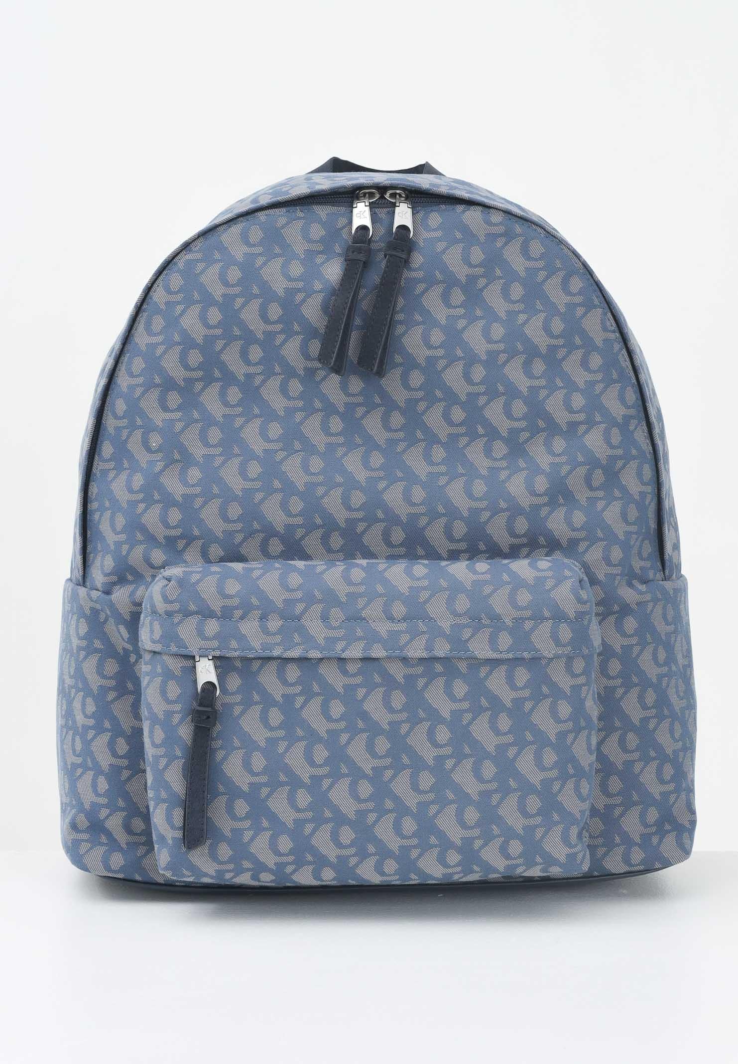 CALVIN KLEIN Zaino blu da uomo in tessuto jacquard con monogramma LV04G3116G K6B CALVIN KLEIN 