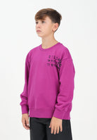 MAISON MARGIELA Felpa girocollo prugna per donna, ragazzi e bambini con il logo Hand Written effetto spennellato M60896MM02X M6602 MAISON MARGIELA 