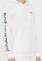 EA7 Felpa con cappuccio bianca da uomo rifinita da stampa logo 7M000570AF10377 M0003 EA7 