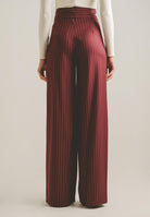 SANTAS Pantalone elegante POUVOIR bordeaux da donna con micro gessatura PV2626 BO SANTAS 