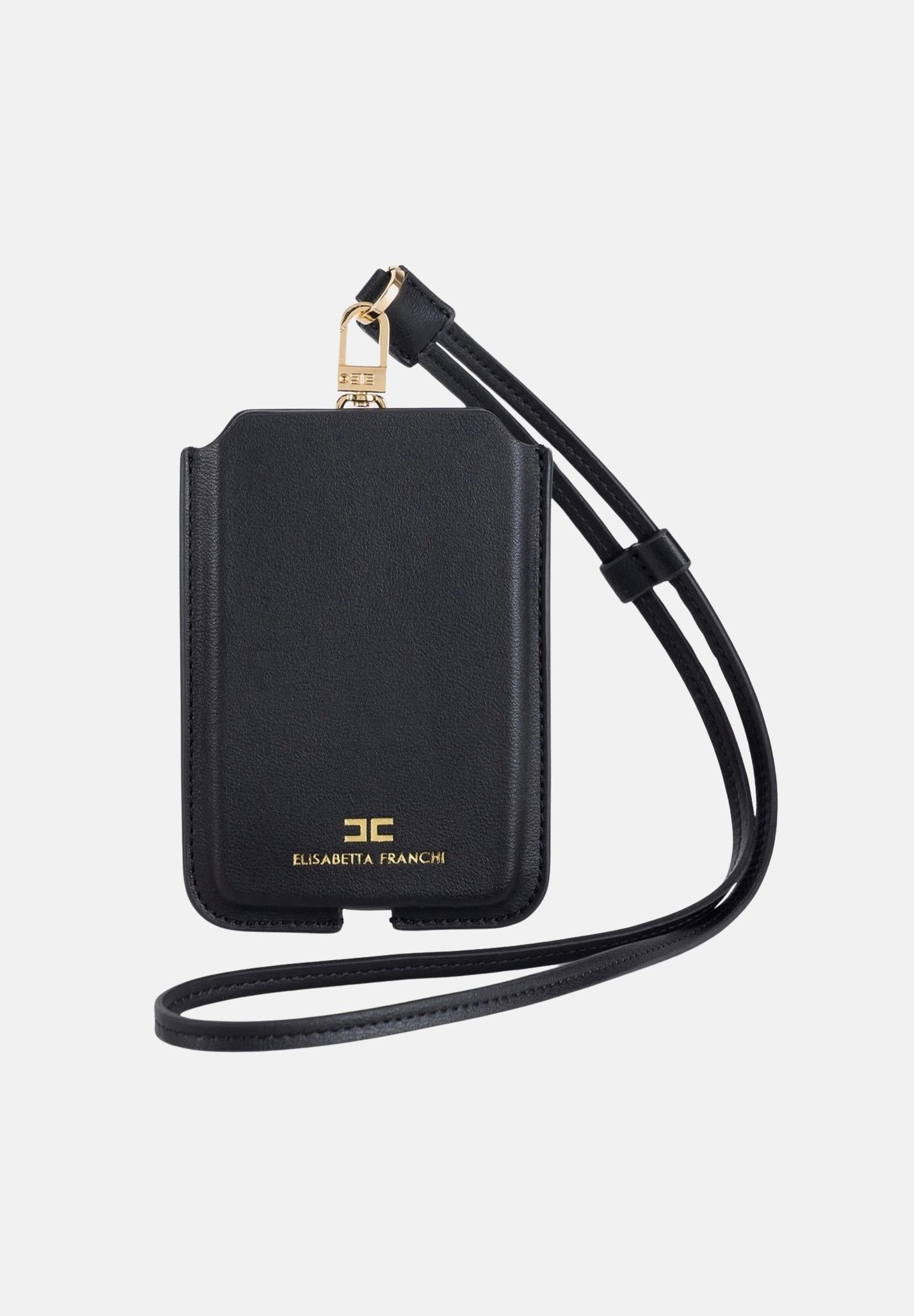 ELISABETTA FRANCHI Porta cellulare medio nero da donna con logo KE58A56E2 110 ELISABETTA FRANCHI 