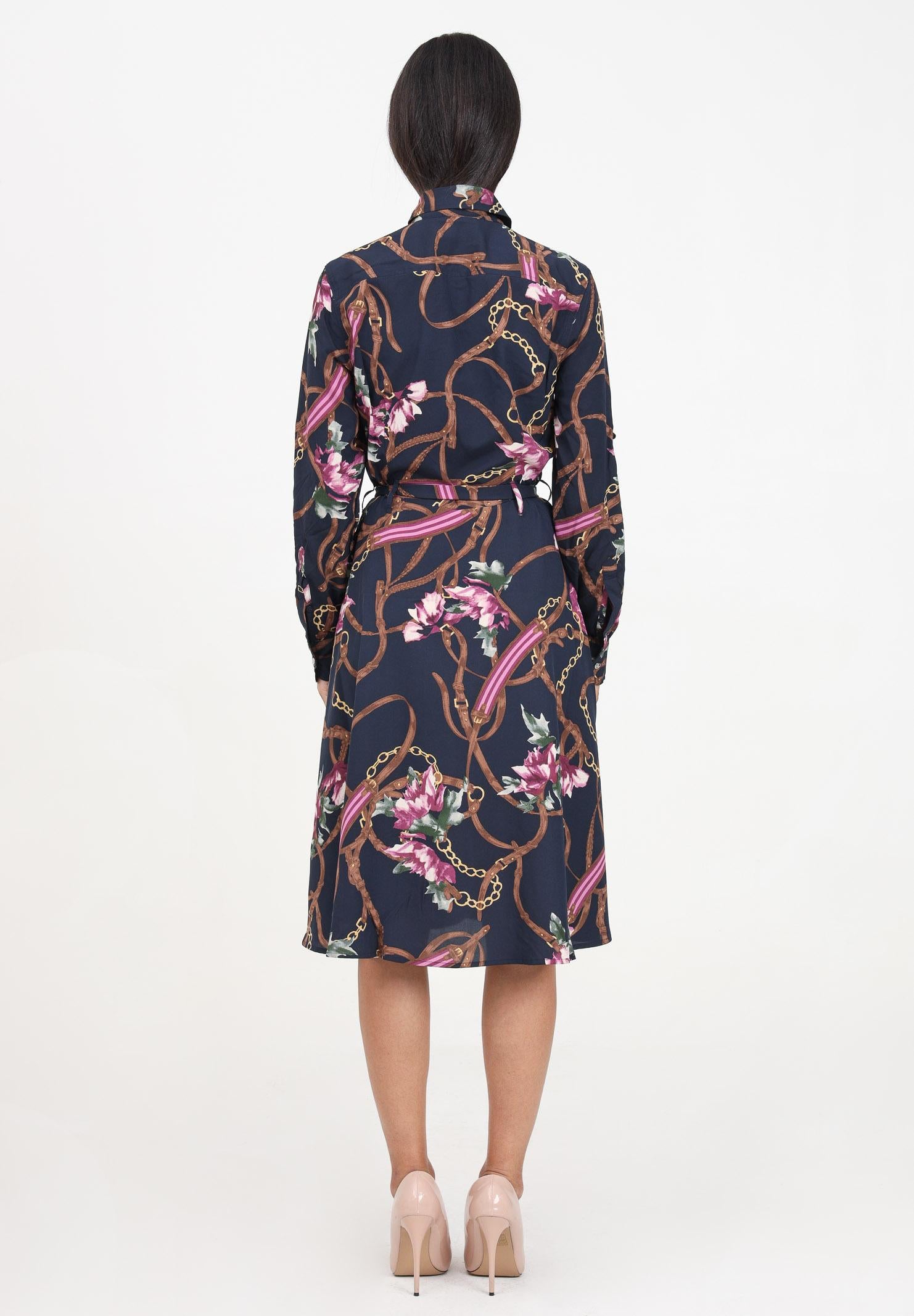 Abito midi blu da donna con stampa 200940188001 NAVY LAUREN RALPH LAUREN 