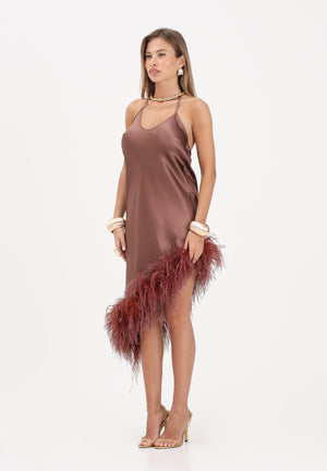 NOELL MAGGINI Abito corto marrone da donna con piume 0126147 C304 NOELL MAGGINI 