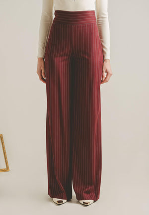 SANTAS Pantalone elegante POUVOIR bordeaux da donna con micro gessatura PV2626 BO SANTAS 