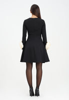 ODI ODI Abito corto Ampezzo nero da donna con applicazioni fiori AMPEZZO110W5 D6 ODI ODI 