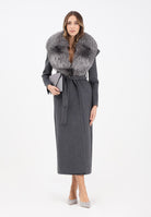 YES LONDON Cappotto grigio da donna con collo in vera pelliccia CD1218 GR YES LONDON 