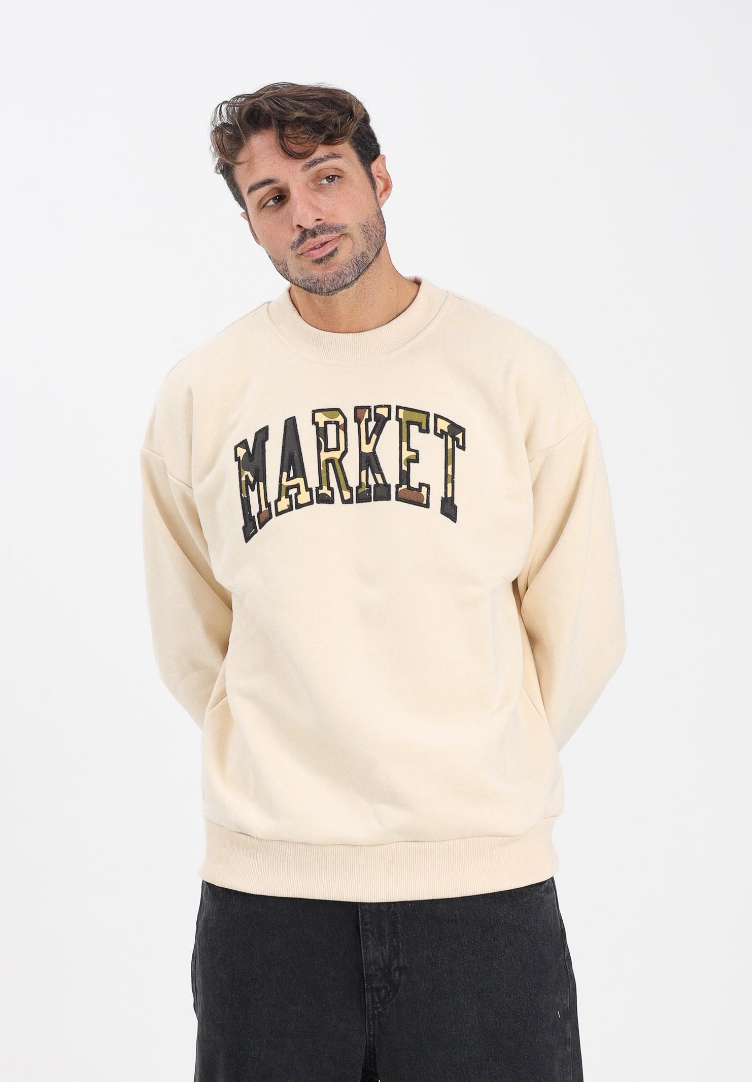 MARKET Felpa girocollo beige da uomo con logo camouflage F5MKMASW036 012 MarKET 
