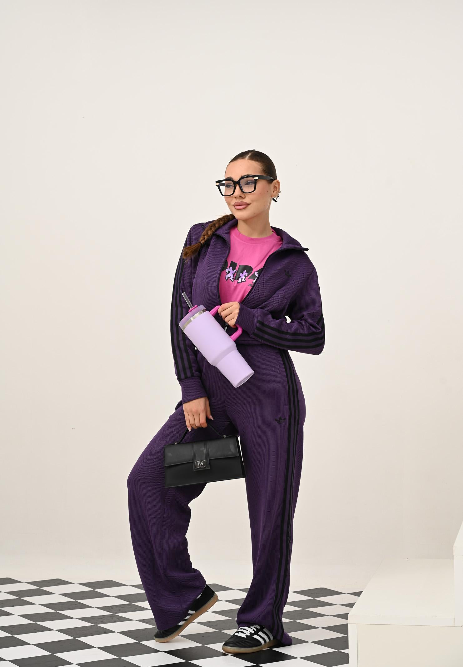 ADIDAS ORIGINALS Pantalone sportivo Adicolor Firebird Knit viola da donna JV7523 . ADIDAS ORIGINALS 