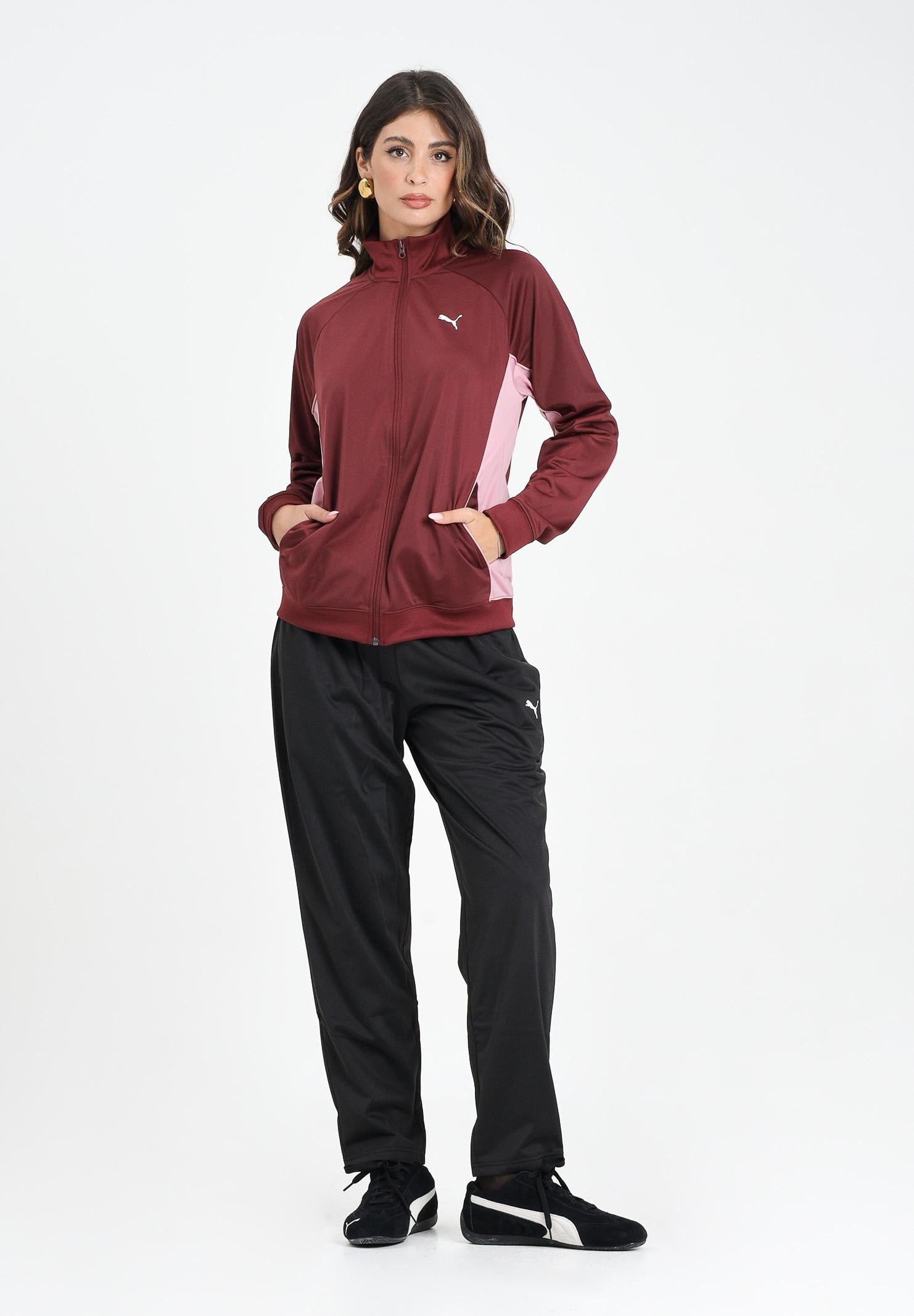 PUMA Tuta Poly bordeaux e nera da donna 688159 96 PUMA 