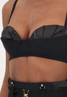 ELISABETTA FRANCHI Top nero da donna in crêpe leggero e raso RG01562E2 110 ELISABETTA FRANCHI 