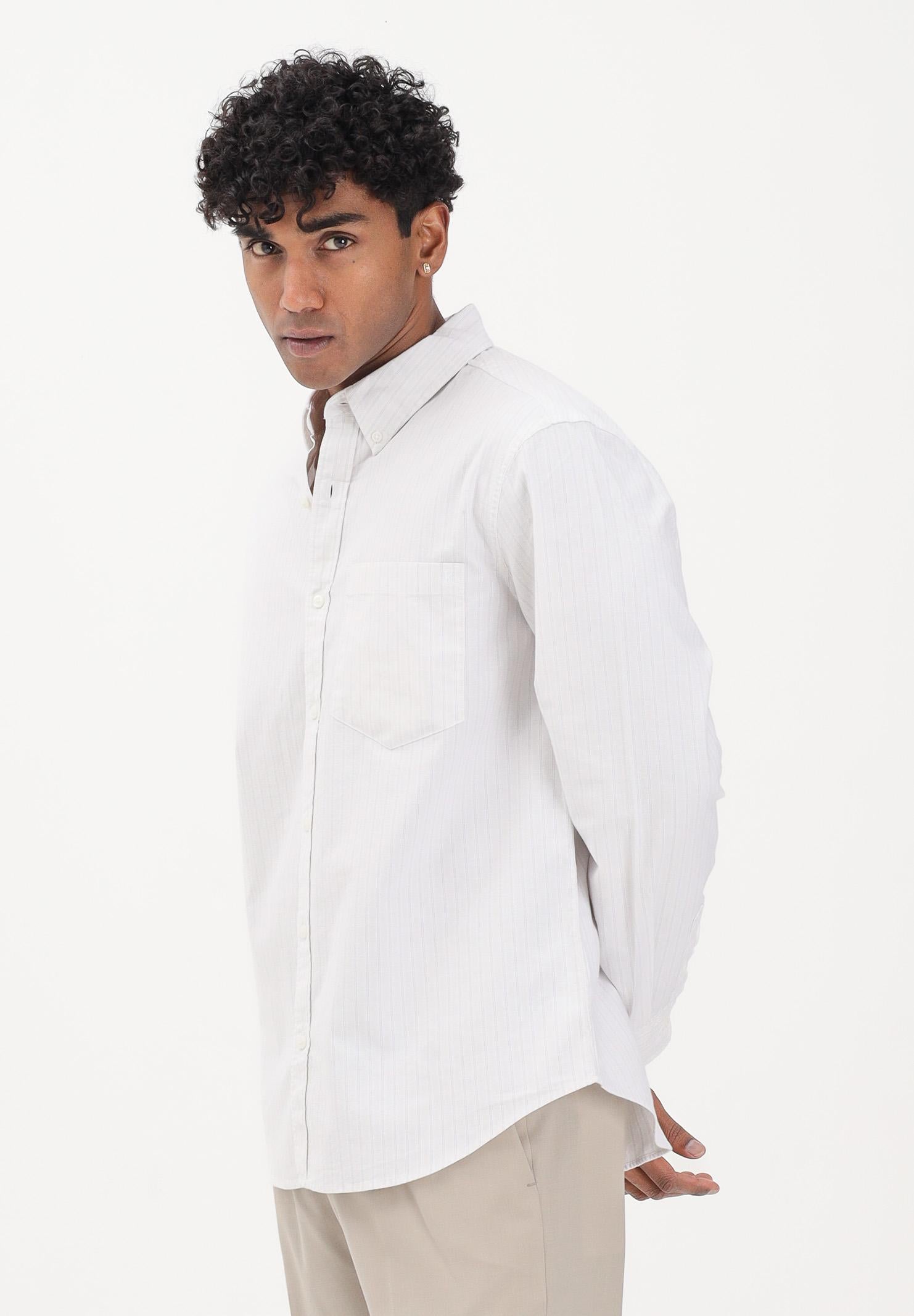 CALVIN KLEIN JEANS Camicia a manica lunga bianca da uomo con fantasia a righe sottili beige LV04RF100G 67U CALVIN KLEIN JEANS 