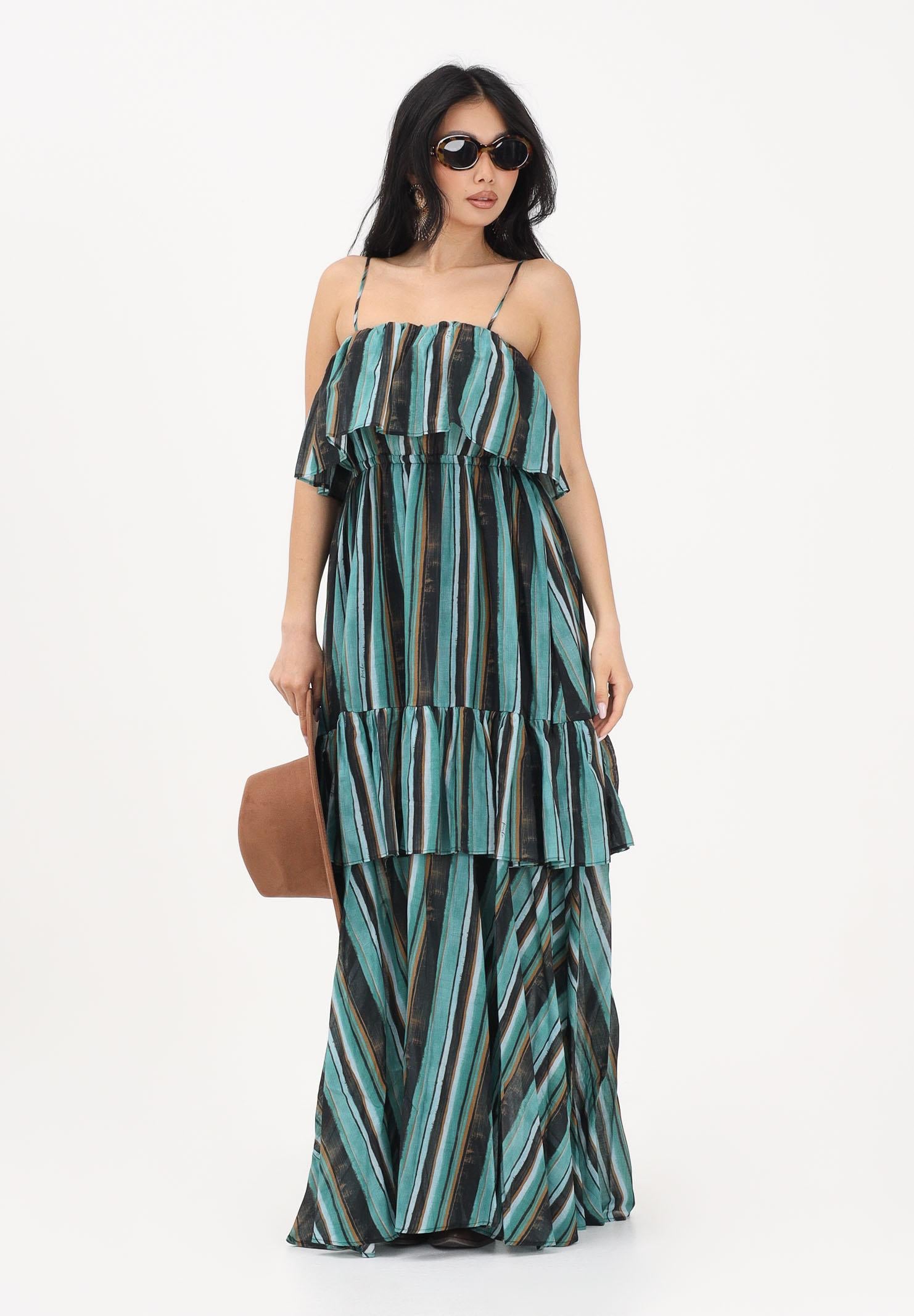 PINKO Abito lungo multicolore da donna con stampa a righe effetto pennellata 106878A3CH SD3 PINKO 