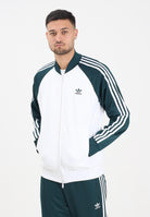 ADIDAS ORIGINALS Felpa con zip Adicolor Classics SST bianca e verde da uomo JY1293  ADIDAS ORIGINALS 