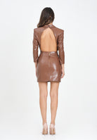 ELISABETTA FRANCHI Abito corto cammello da donna in craquelé con rever<BR/> AB79956E2 EC1 ELISABETTA FRANCHI 