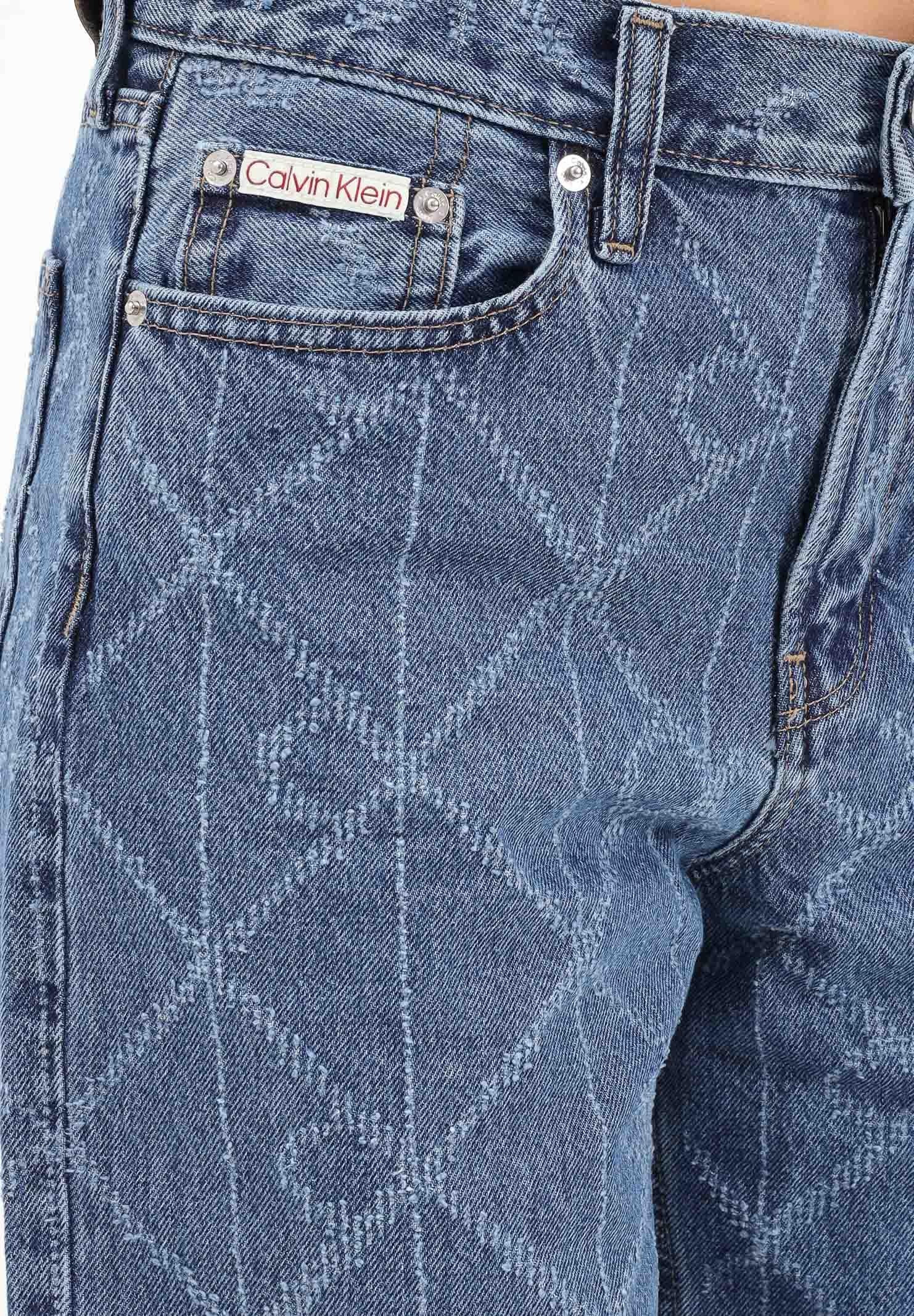 CALVIN KLEIN JEANS Jeans in denim chiaro da donna con motivo monogramma LV047D709GYY2  CALVIN KLEIN JEANS 