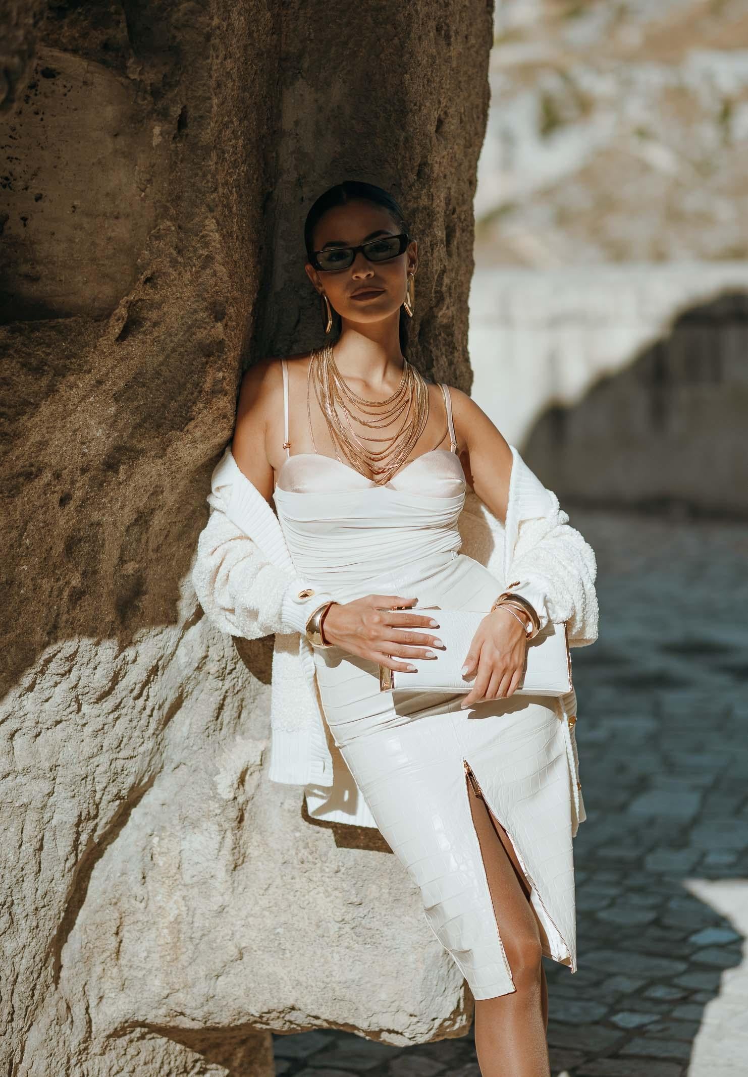 ELISABETTA FRANCHI Body panna da donna con drappeggi BO00456E2 DZ9 ELISABETTA FRANCHI 