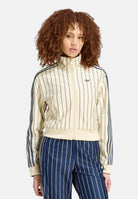 ADIDAS ORIGINALS felpa con zip Reversible Firebird Track Top Warm Vanilla / Night Indigo beige e blu donna. KR7031 . ADIDAS ORIGINALS 