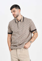 LACOSTE Polo a manica corta beige da uomo in jacquard con monogramma DH1417 6IR LACOSTE 