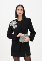 TPN Giacca doppiopetto Arlee nera da donna con applicazione fiore in strass ARLEE402W5 D6 TPN 