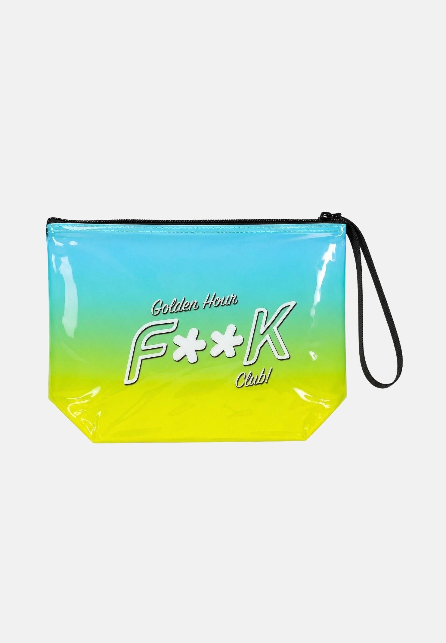 F**K pochette a mano Golden Hour azzurro e verde da donna. POCHETTE-FK AZ F**K 