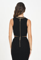 ELISABETTA FRANCHI Top in maglia nera da donna con motivo a rombi TK60B56E2 110 ELISABETTA FRANCHI 