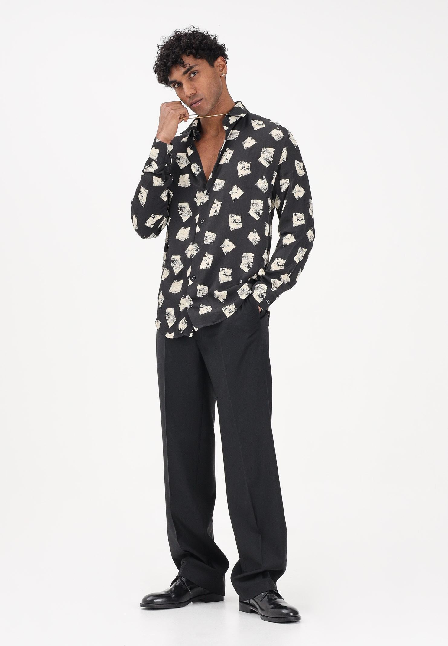 PATRIZIA PEPE Camicia a manica lunga nera da uomo con stampa grafica 5C0310A093 FG79 PATRIZIA PEPE 