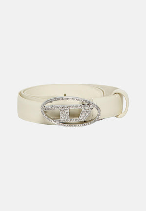 DIESEL Cintura bianca da donna con fibbia impreziosita da strass J02524KXBLR K141 DIESEL 