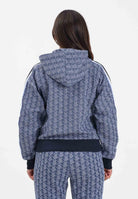 LACOSTE Felpa con zip blu da donna in jacquard con monogramma SF7606 AIT LACOSTE 