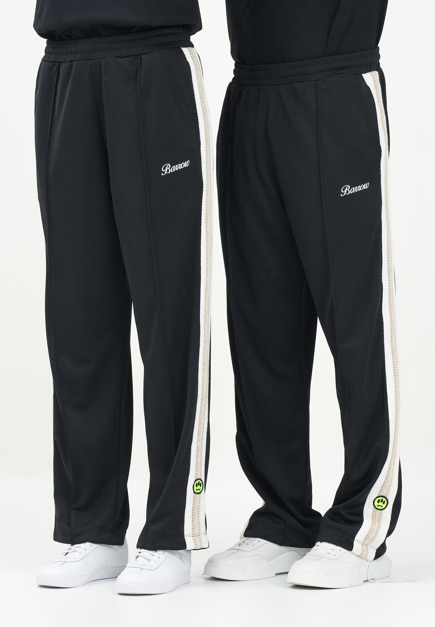 BARROW Pantalone sportivo nero per uomo e donna con bande laterali a contrasto S5BWUAPA016 110 BARROW 