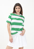 BARROW T-shirt a manica corta per donna, ragazzi e bambini caratterizzata da ampie righe orizzontali verdi e bianche S5BKJUTH013 240 BARROW 