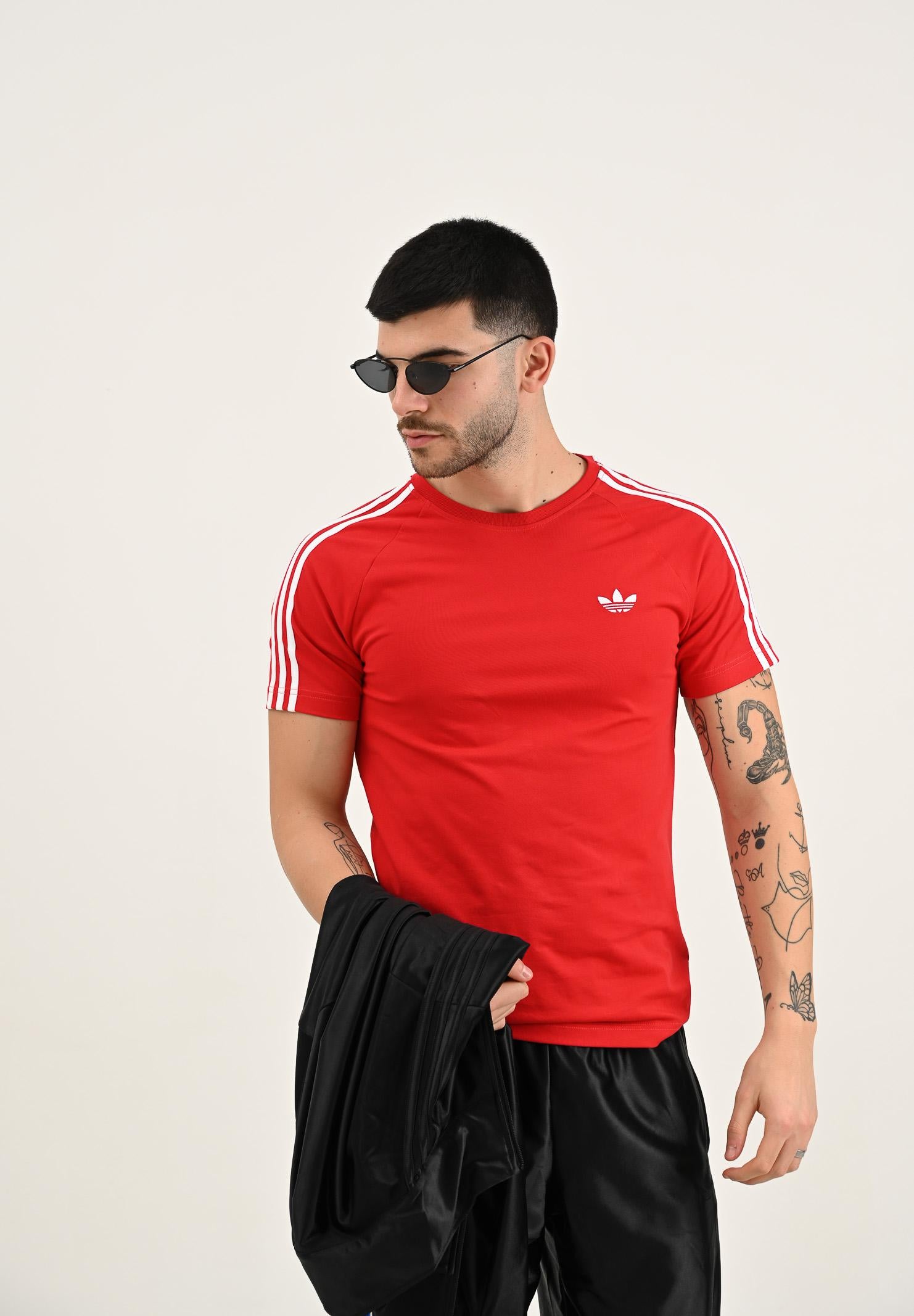 ADIDAS ORIGINALS T-shirt a manica corta Adicolor Trefoil rossa da uomo JX1545 . ADIDAS ORIGINALS 