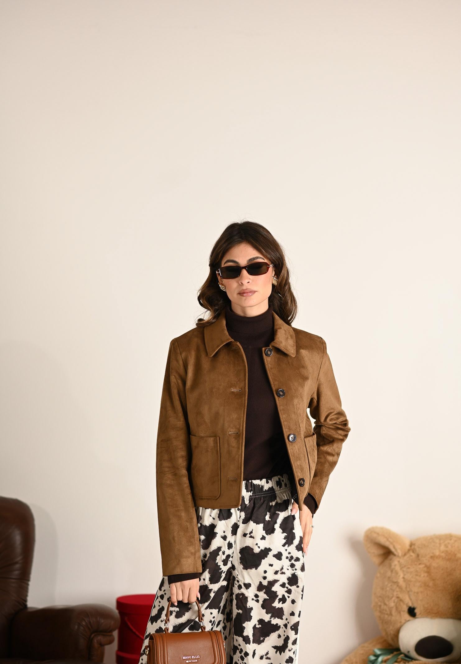 ONLY Giacca in tessuto effetto scamosciato color cammello da donna 15353152 Cognac ONLY 