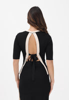 ELISABETTA FRANCHI Maglia girocollo nera da donna con maniche ¾ e schiena scoperta MK67S61E2 685 ELISABETTA FRANCHI 