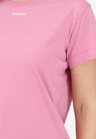 PINKO T-shirt a manica corta rosa da donna con logo 100373A34F Q48 PINKO 