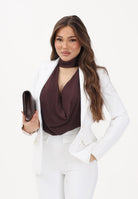 ELISABETTA FRANCHI Giacca monopetto avorio da donna con motivi a taglio vivo<BR/> GI21661E2 360 ELISABETTA FRANCHI 