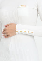 ELISABETTA FRANCHI Maglioncino a collo alto avorio da donna con taschino MK11B56E2 360 ELISABETTA FRANCHI 