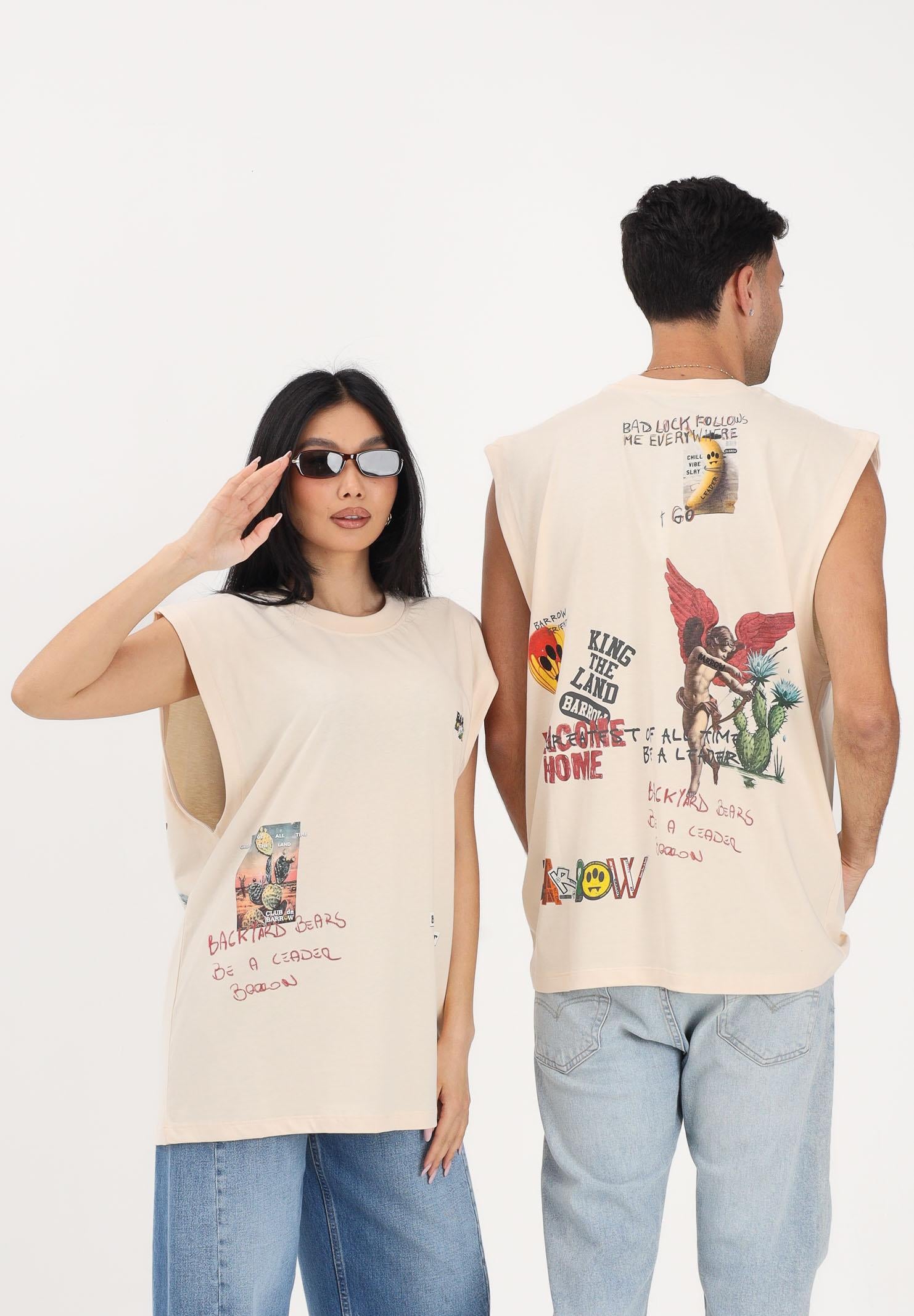 BARROW Canotta crema per uomo e donna con stampe S6BWUATH033 013 BARROW 