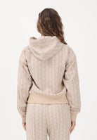 LACOSTE Felpa con zip beige da donna in jacquard con monogramma SF7606 8GI LACOSTE 