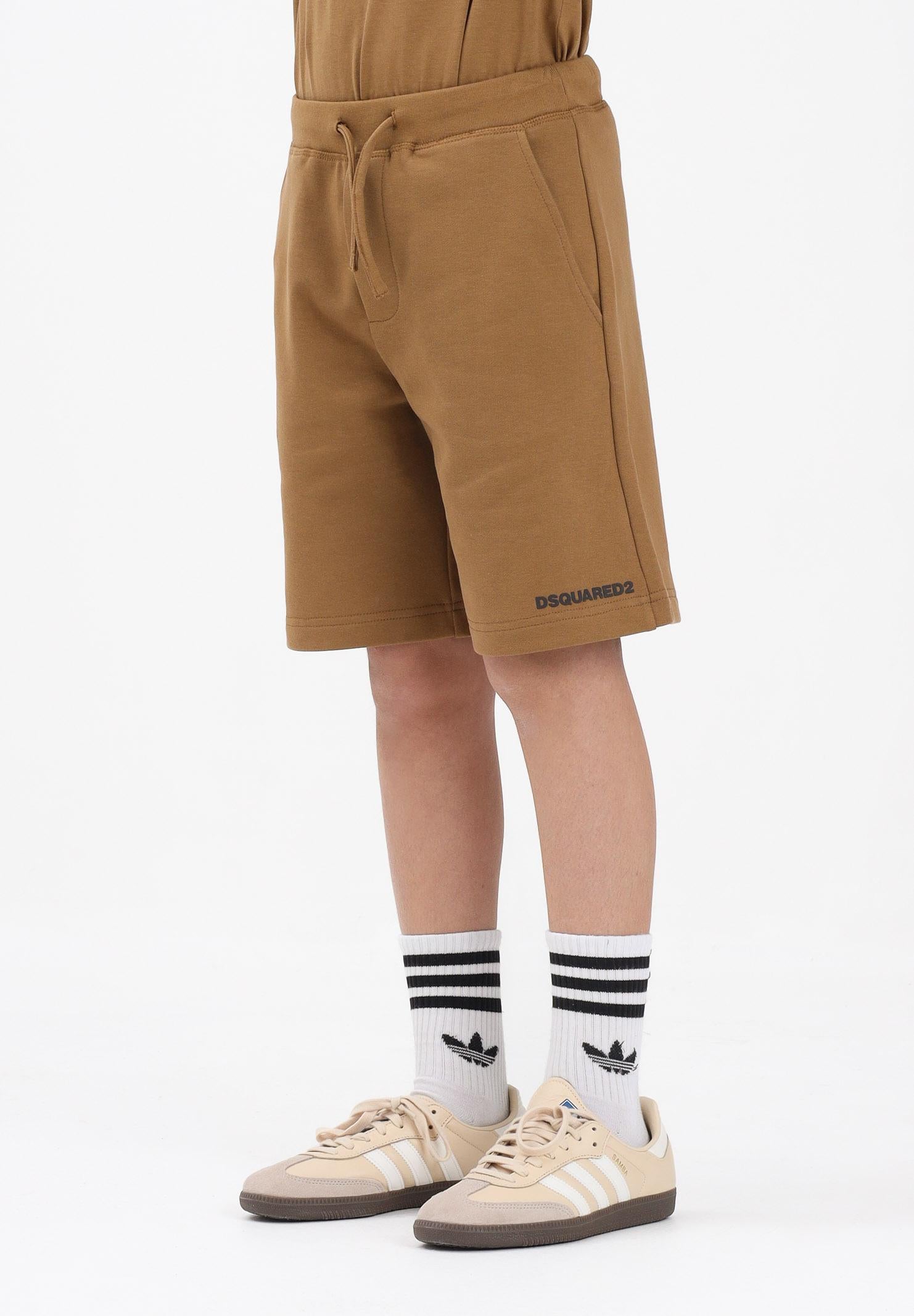 DSQUARED2 Shorts sportivo marrone per donna, ragazzi e bambini con stampa logo DQ2738D0094 DQ730 DSQUARED2 