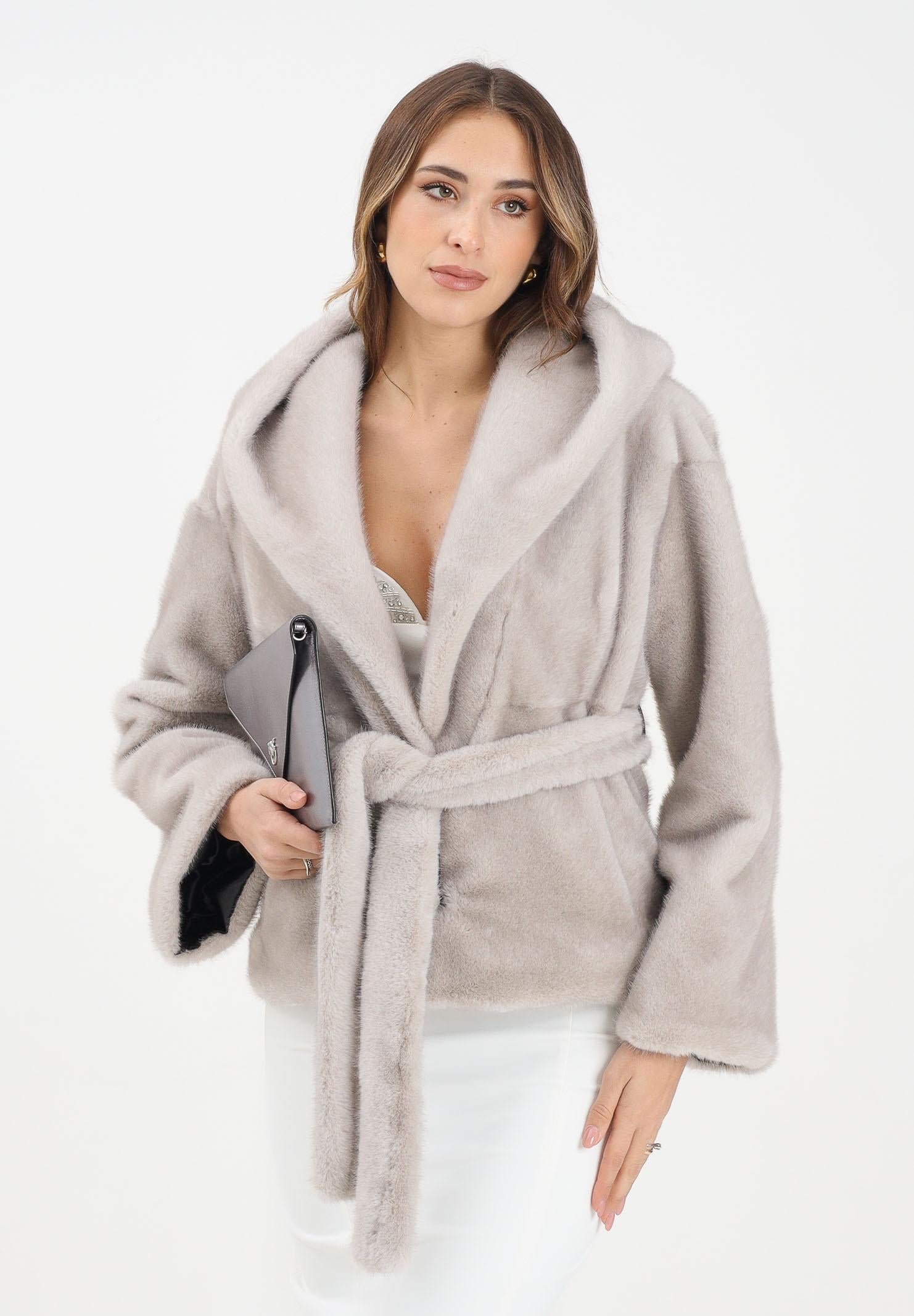 YES LONDON Ecopelliccia grigia da donna ECO030 GR YES LONDON 